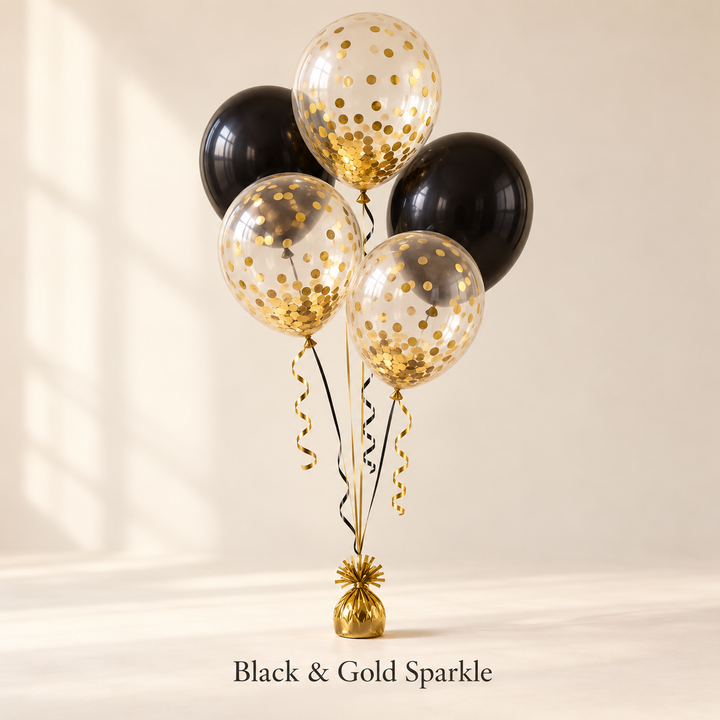 Gold Confetti Balloon Bouquets – 5 Helium Balloons