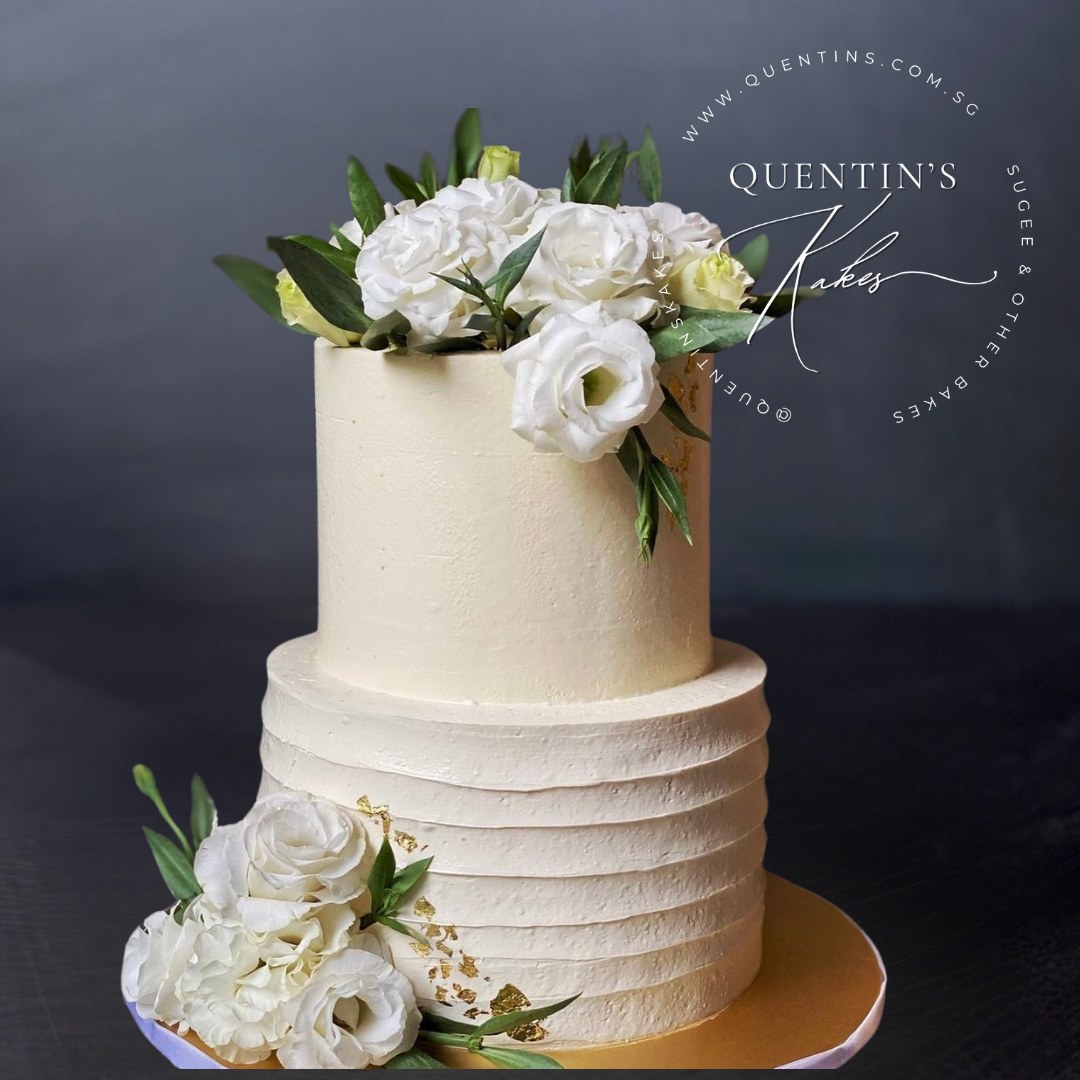 Elegant Floral &amp; Gold Leaf Cake