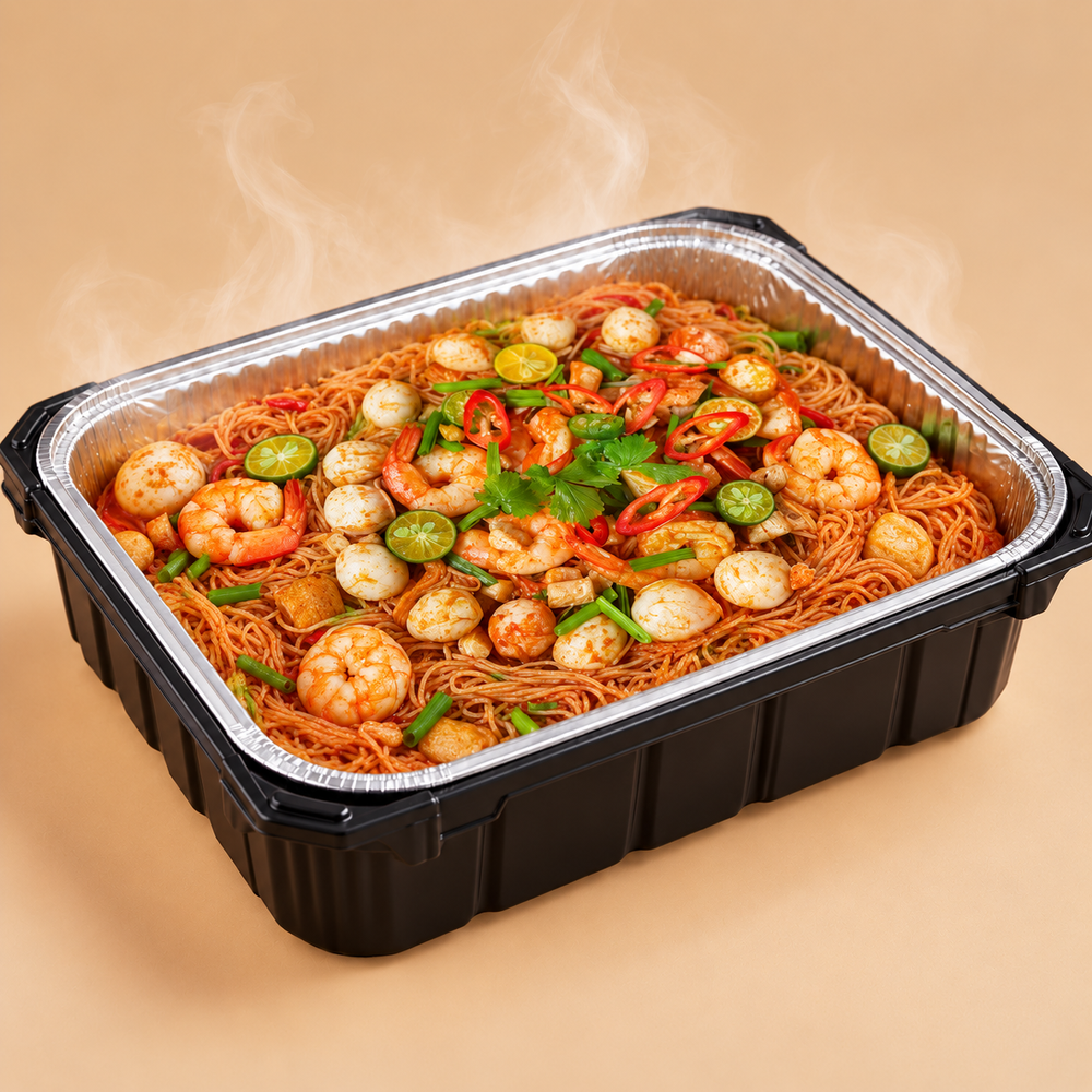 Quentin’s Dry Mee Siam in a self-heating mini buffet tray