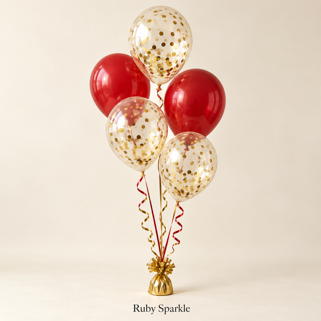 Gold Confetti Balloon Bouquets – 5 Helium Balloons