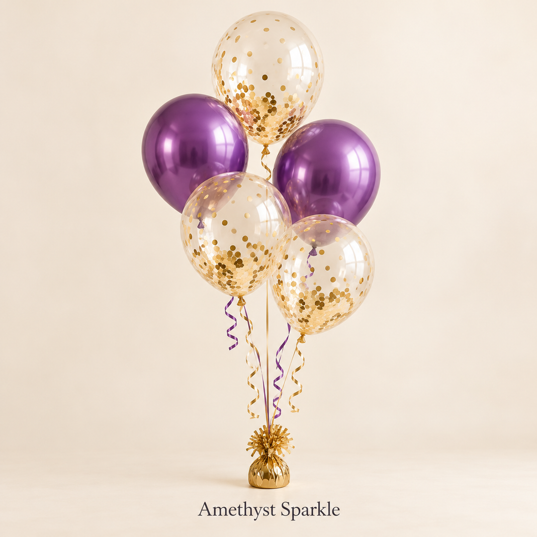 Gold Confetti Balloon Bouquets – 5 Helium Balloons