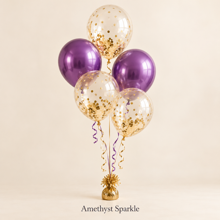 Gold Confetti Balloon Bouquets – 5 Helium Balloons