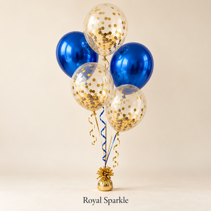 Gold Confetti Balloon Bouquets – 5 Helium Balloons