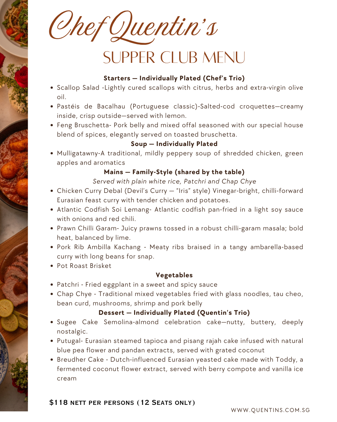 Chef Quentin’s Eurasian Supper Club — Sentosa (Thu, 16 Oct 2025)