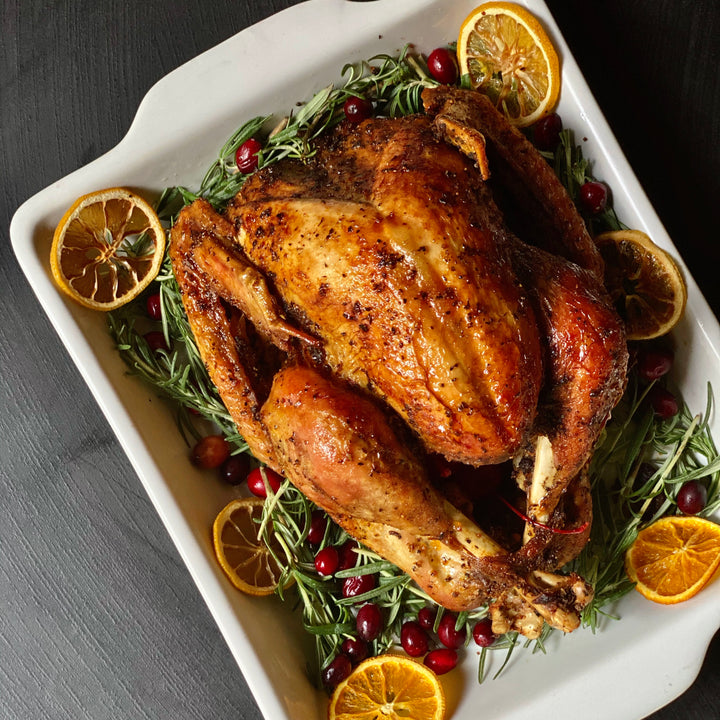 Roasted Turkey with cranberry sauce and chestnut stuffing